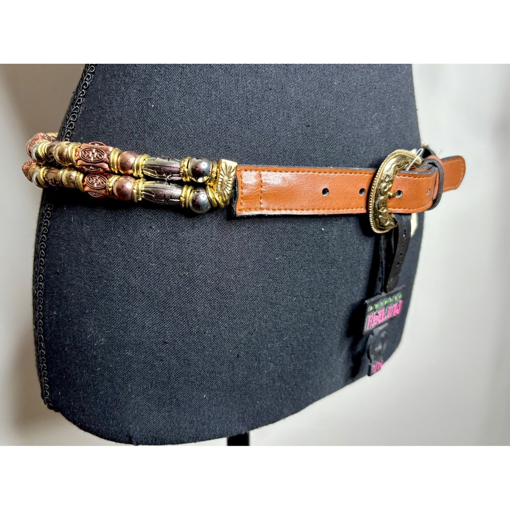 Vintage 90s‎ ColorTrend Beaded Western Concho Belt M/L Boho Y2K Southwestern NEW